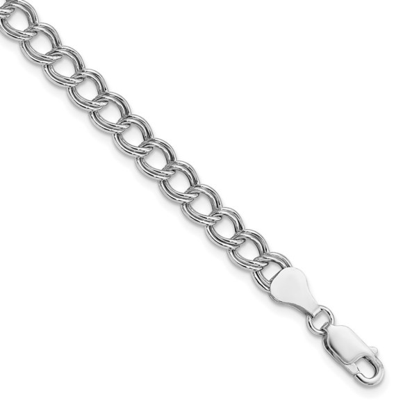 Sterling Silver 6mm 8 inch Double Link w Lobster Clasp Bracelet Charm Bracelet - Picture 1 of 2